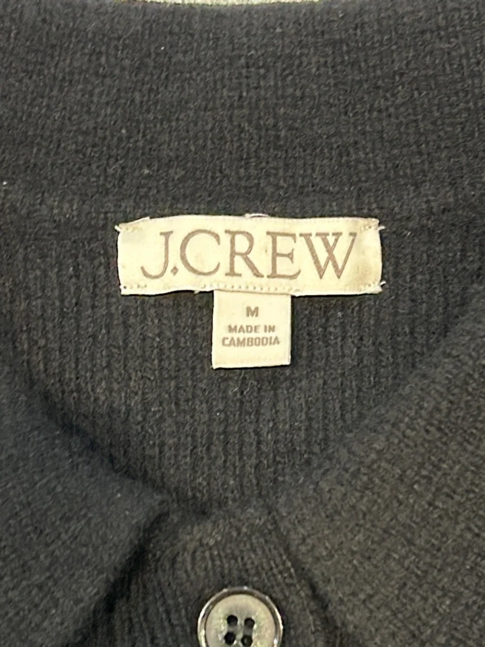 J. Crew Milano Stitch Cinched Waist Cardigan size Medium Black Wool Preppy